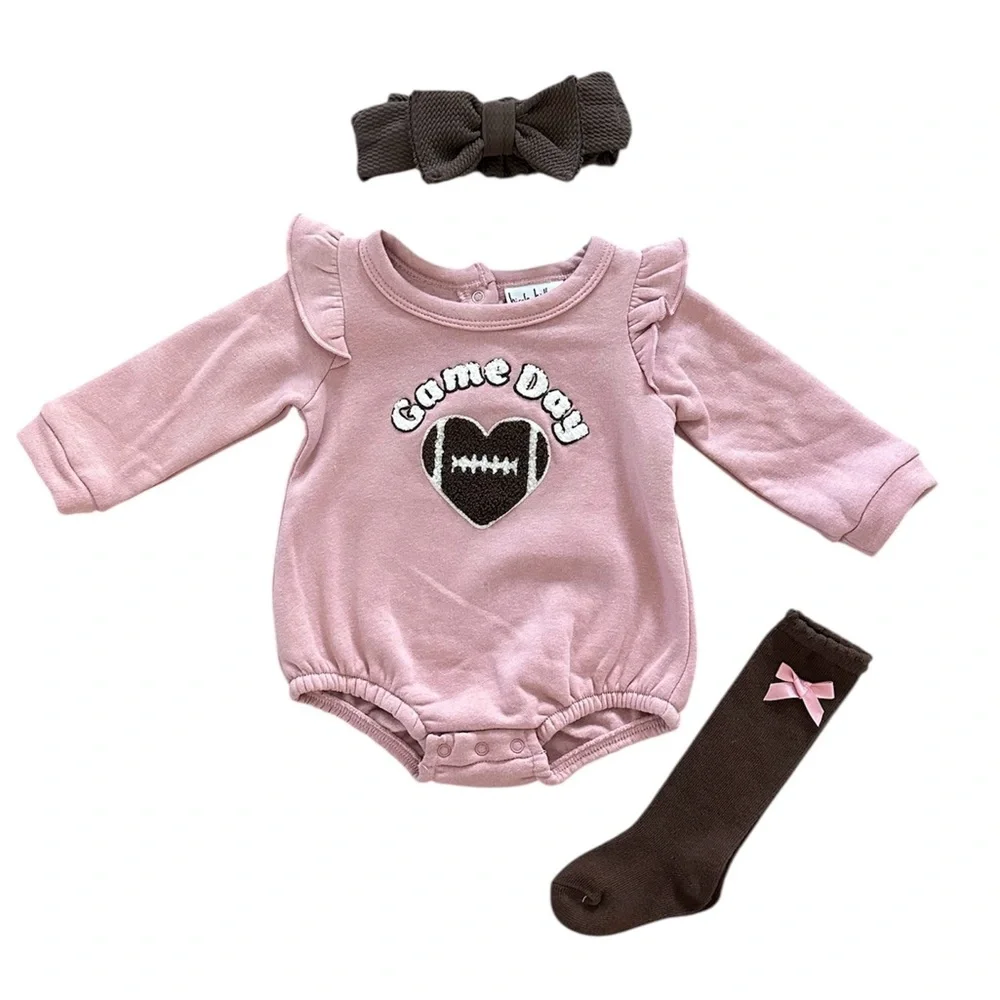 Nicole Miller New York 3 Piece Football “Game Day”Set Girls 6/9 Months 🏈 NWT